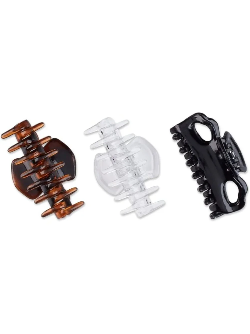 Assorted 2-Loop Jaw Clips - 6cm Hair Accessories, 3 Count for Stylish Updos